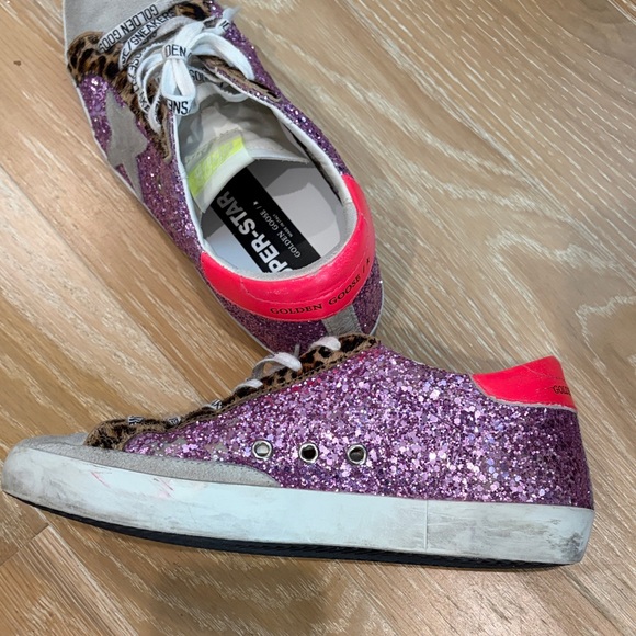 Golden Goose Women's Sneakers - Purple Glitter and Tan Leopard - Picture 4 of 5
